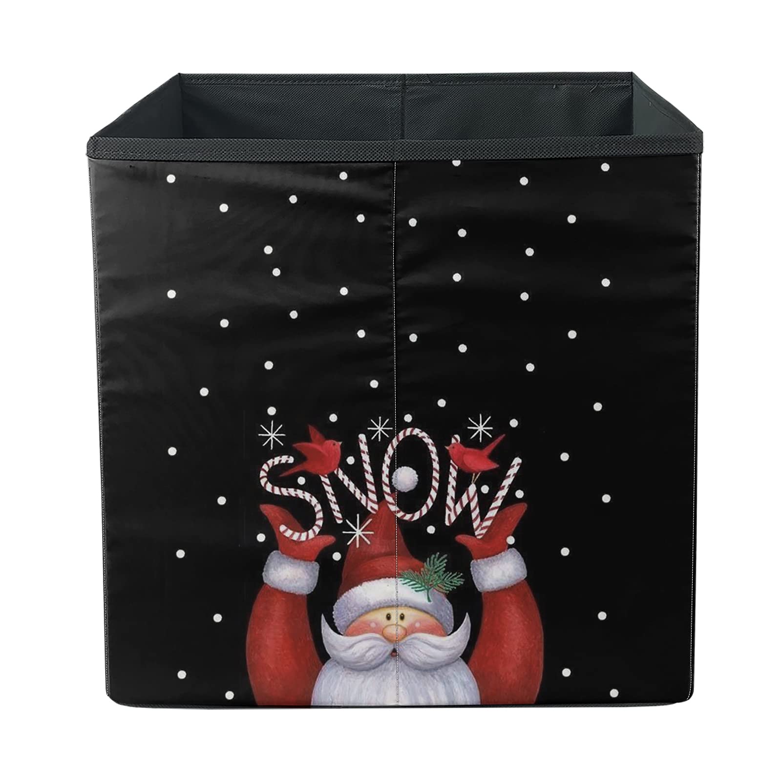 Christmas Storage Bin with Snow Print - Kids Toy Organizer for Home Decor