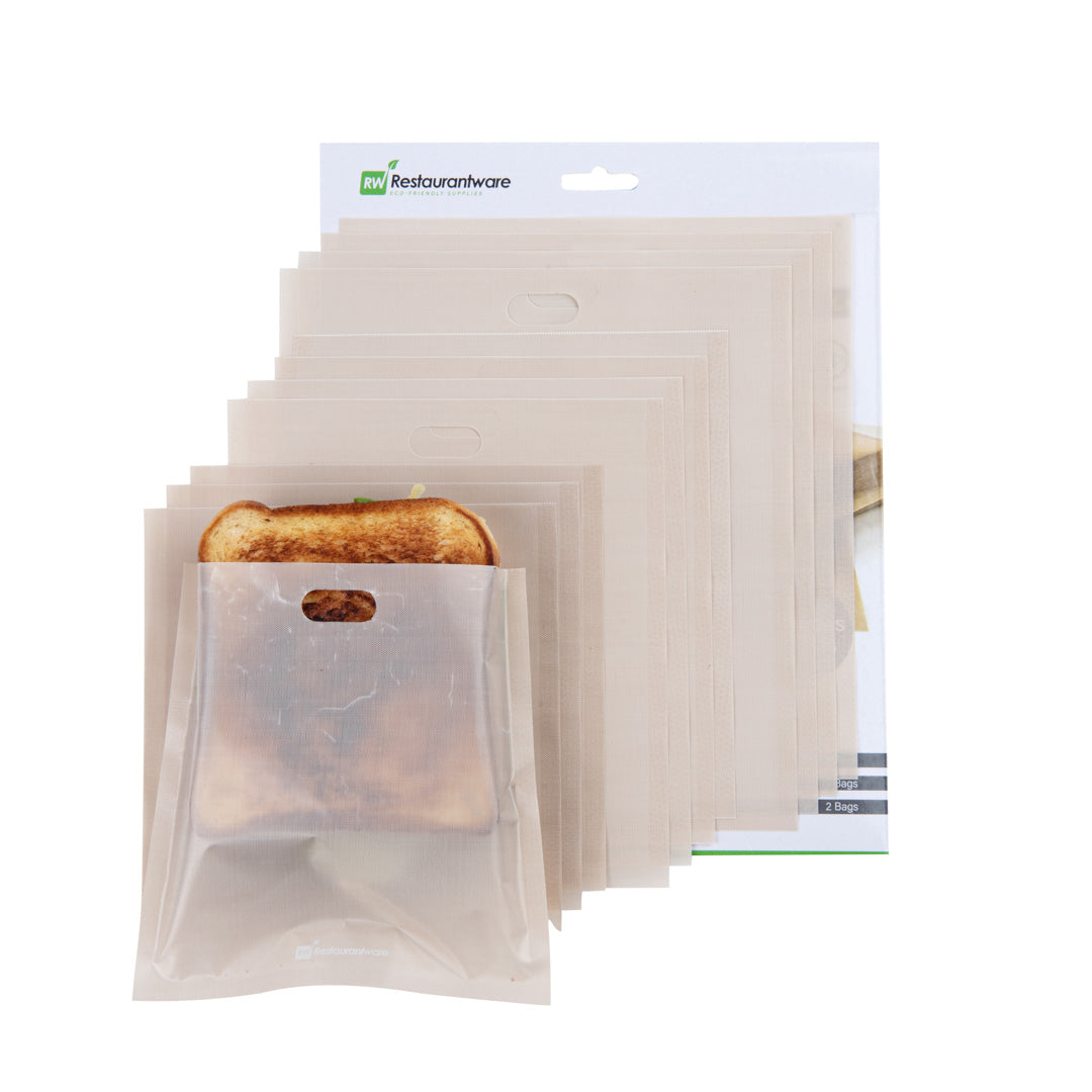 Non-Stick Heat-Resistant Kraft Plastic Toaster Bags - 6 Count Box | Reusable & Semi-Disposable | Perfect for Sandwiches, Bagels & Breakfast Toasting