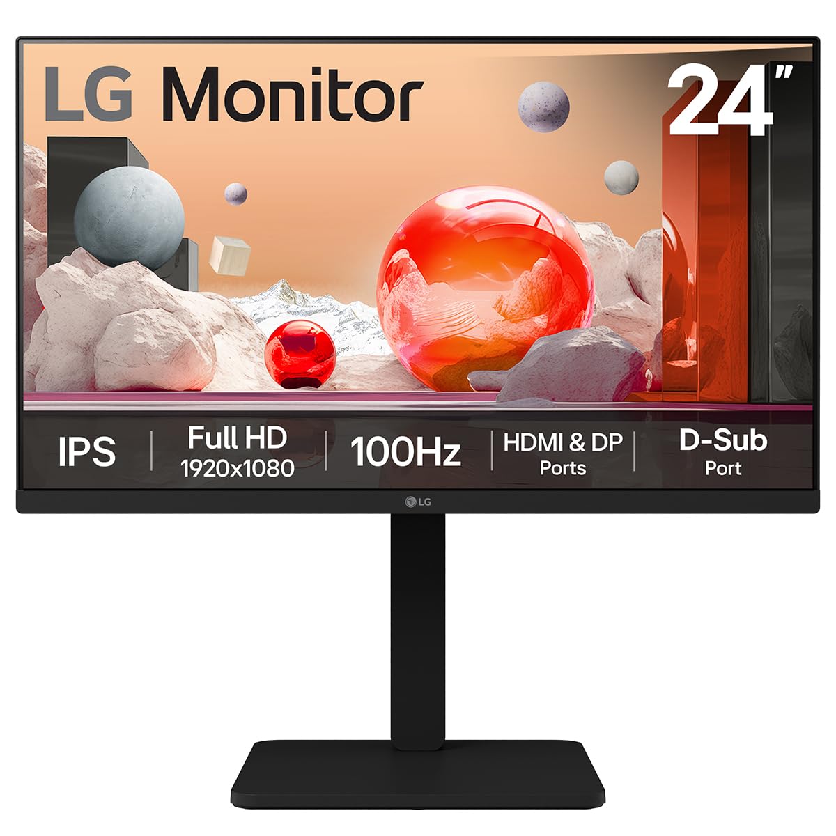LG 24BA450 24-Inch FHD 1080p IPS Monitor - 100Hz Refresh Rate, 5ms Response Time, HDMI & DisplayPort (Matte Black) - Perfect for Home Office, Gaming & Graphic Design