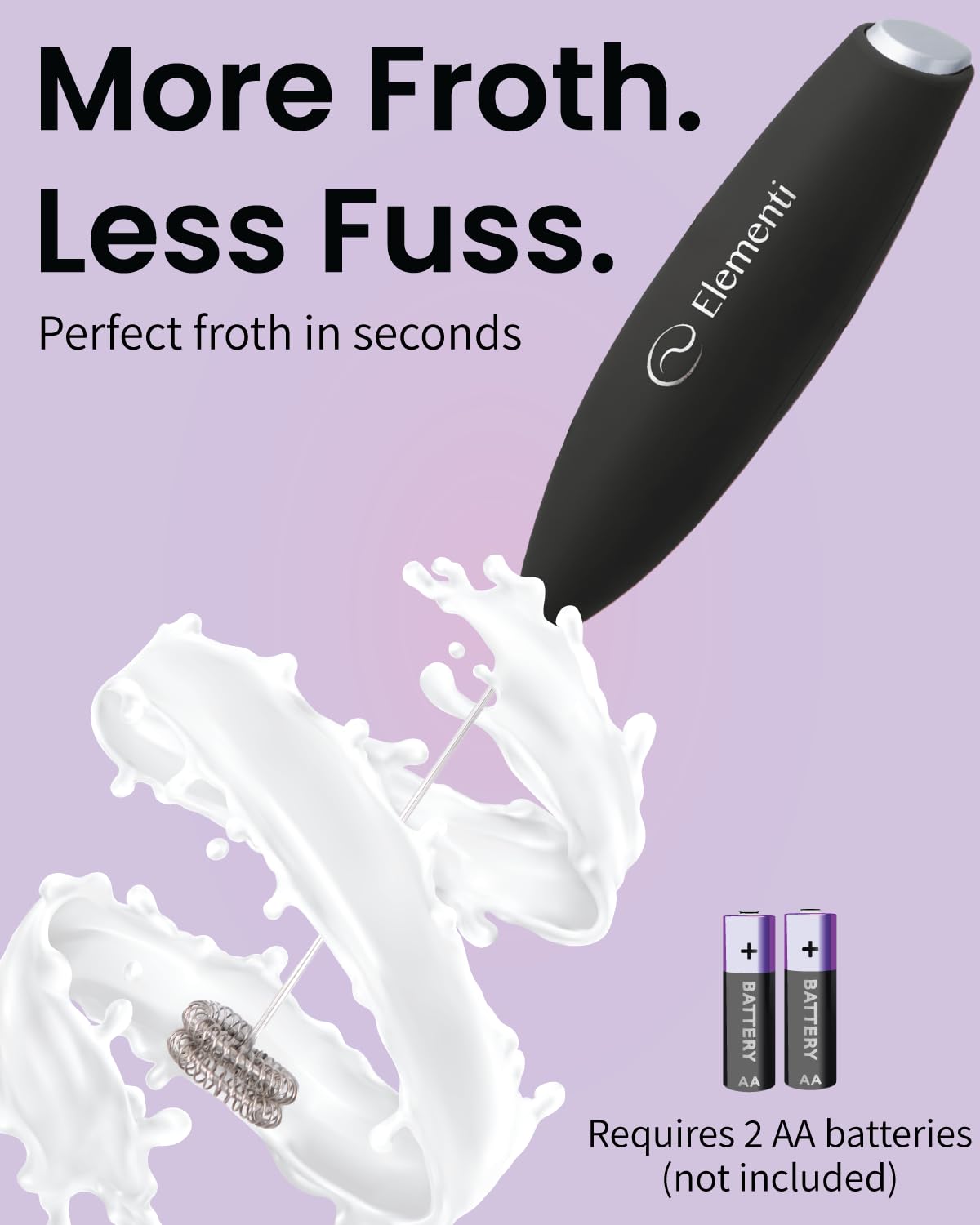 Premium Electric Milk Frother Wand - Handheld Battery-Powered Frother for Coffee, Latte, Cappuccino & Hot Chocolate | Mixes Protein Powder, Matcha & Cocoa | Perfect for Home, Office & Travel Use