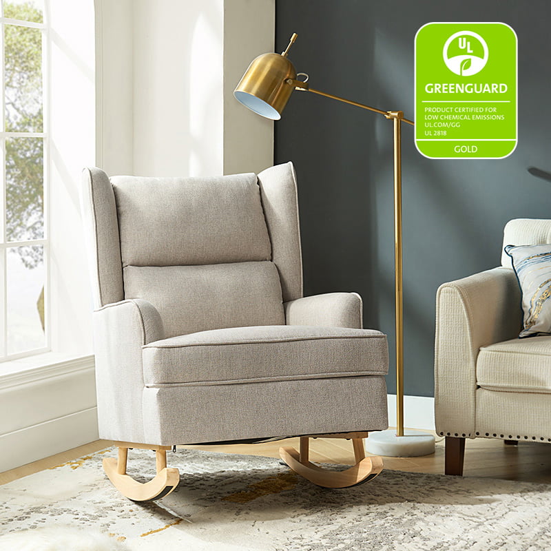 Andreo Modern Tufted Upholstered Rocking Chair - Comfortable Nursery Rocker for Baby Room, Living Room & Bedroom - Perfect for Nursing, Relaxing & Home Decor