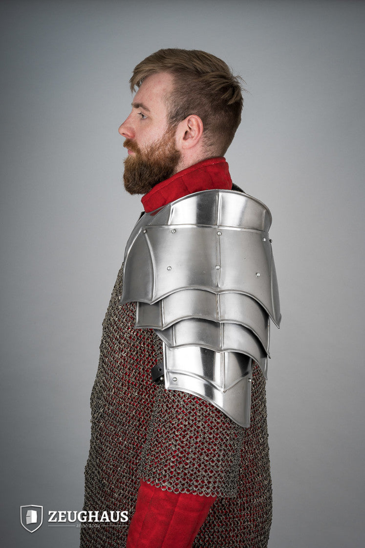 Pauldrons with Bladebreakers - Champion Polished Armor Shoulder Guards for Cosplay, LARP & Medieval Reenactment | Perfect for Renaissance Fairs & Fantasy Costumes