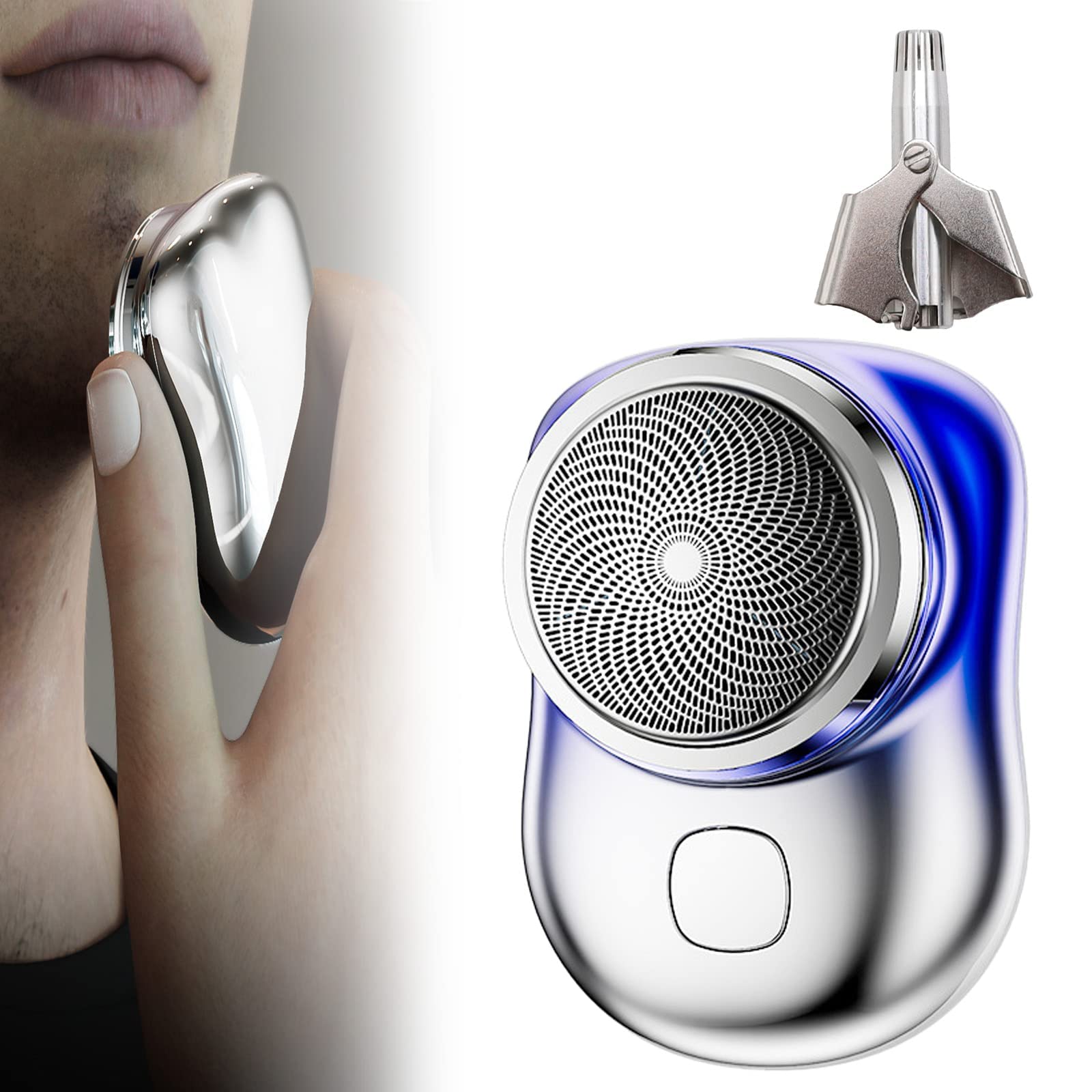 2023 New Powerful Storm Electric Shaver for Men - Portable Pocket-Sized Rechargeable Shaver with Precision Blades - Perfect for Travel, Gym & Daily Grooming (Blue)