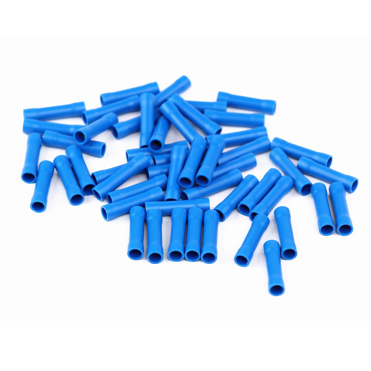 ZYAMY 100pcs Insulated Butt Splice Connectors - Quick Crimp Wire Terminals Kit (Blue) for Automotive, Marine & Home Electrical Wiring Repairs