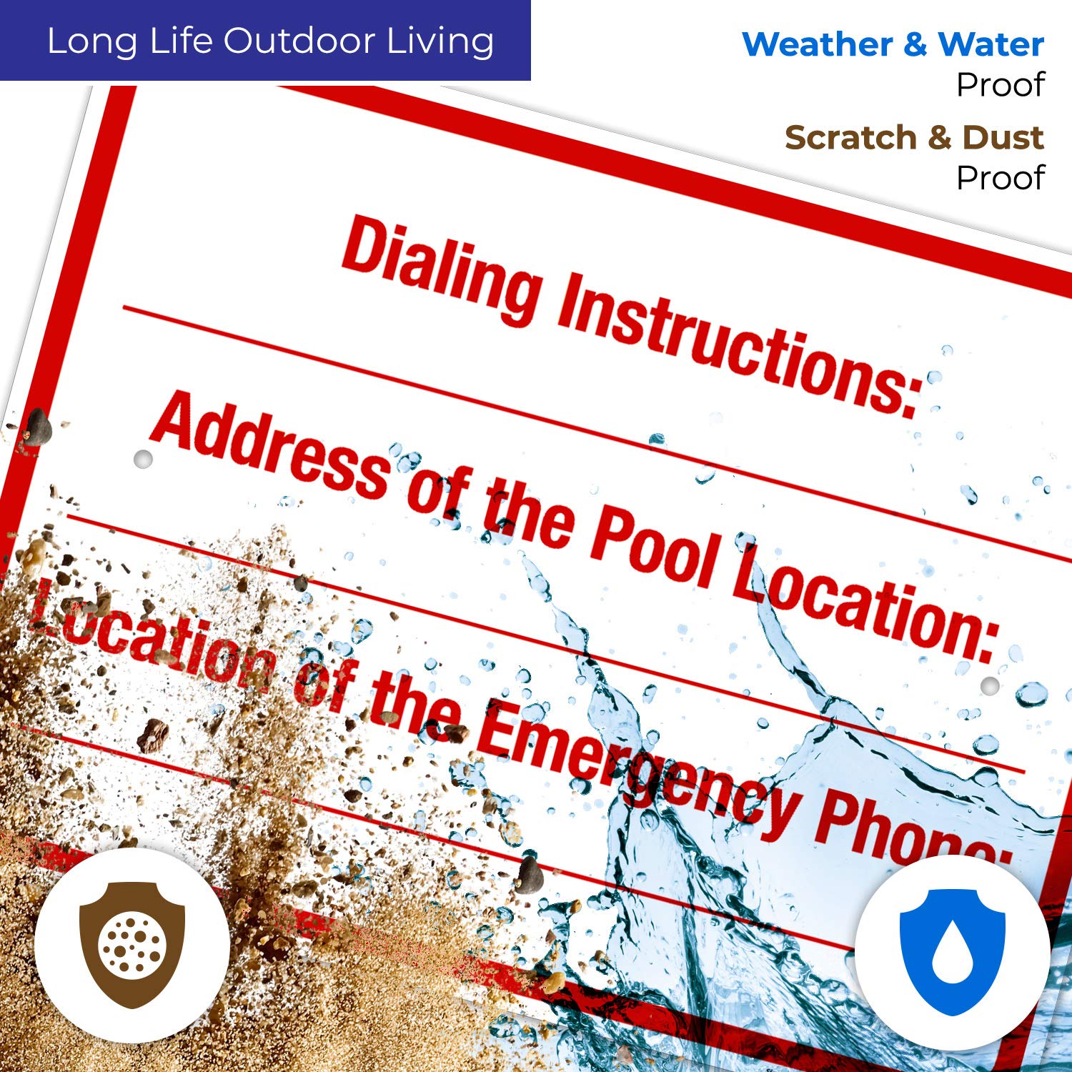 18x24 Inches Pool Location Sign by Sigo Signs - 55 mil Thick HDPS, Durable Dialing Instructions Address Sign for Swimming Pools, Resorts & Community Centers, Made in USA