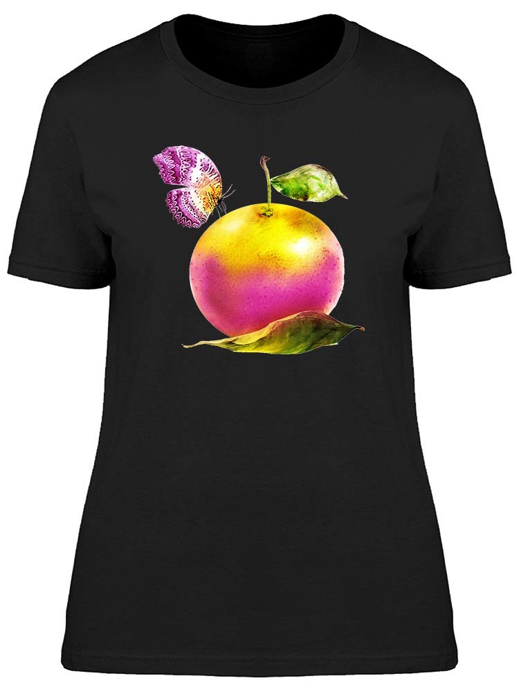 Women's Cool Tropical Citrus & Butterfly Graphic T-Shirt - Soft Cotton Casual Tee for Summer Outfits, Beach Vacations & Outdoor Adventures