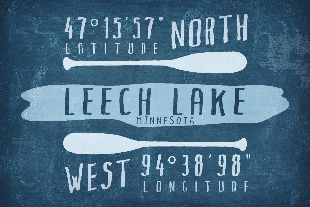Leech Lake Minnesota Latitude Longitude Coordinates - 24x36 Gallery Quality Metal Wall Art, Aluminum Lake Decor for Home & Office - Perfect for Cabin, Living Room, or Gift