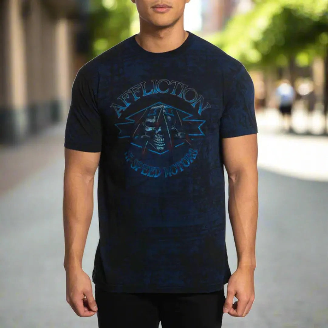 Affliction Men's Diamond Head Skull Graphic Short Sleeve T-Shirt - Casual Streetwear for Concerts, Parties & Everyday Wear