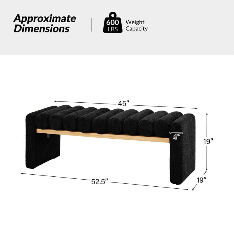 Modern Functional Bench with Solid Wood Seat Frame - Stylish Entryway, Living Room, or Bedroom Seating - Durable & Comfortable for Home Decor