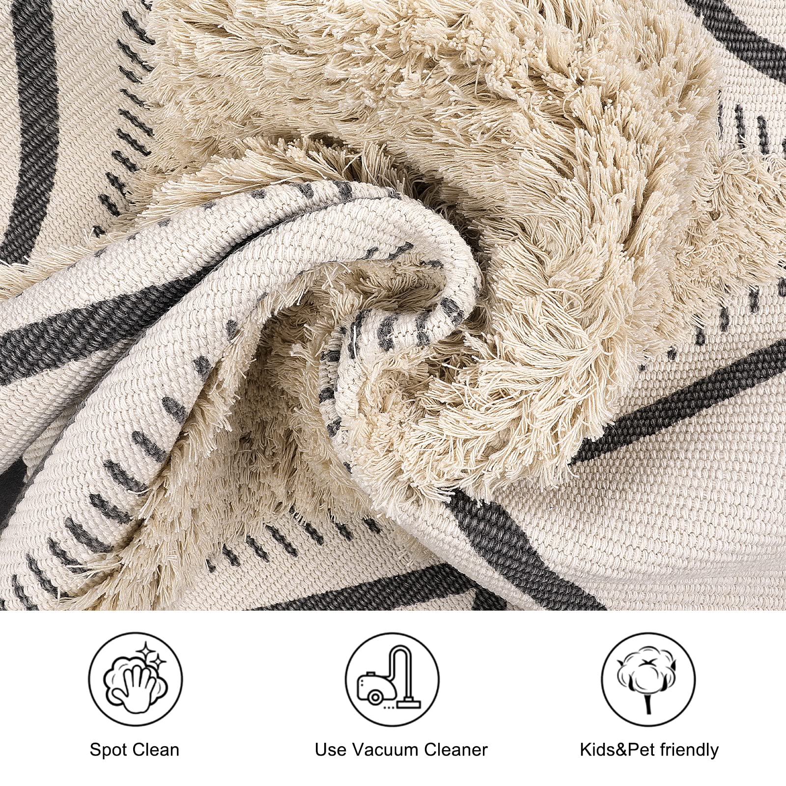 KIMODE 5x7 Washable Area Rug - Boho Farmhouse Woven Indoor/Outdoor Rug for Living Room, Bedroom, Dining Room, Nursery & Office - Lightweight Large Rug Perfect for Home Decor, Dorm & Patio Use