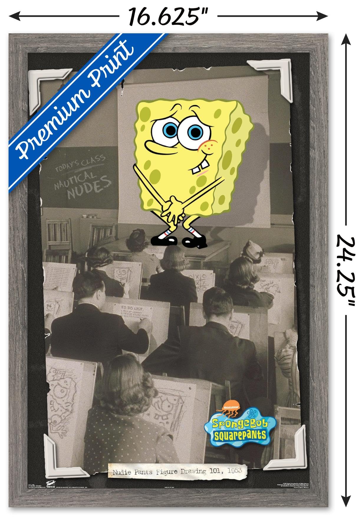 Trends International Nickelodeon Spongebob Squarepants Barnwood Framed Wall Poster 14.725