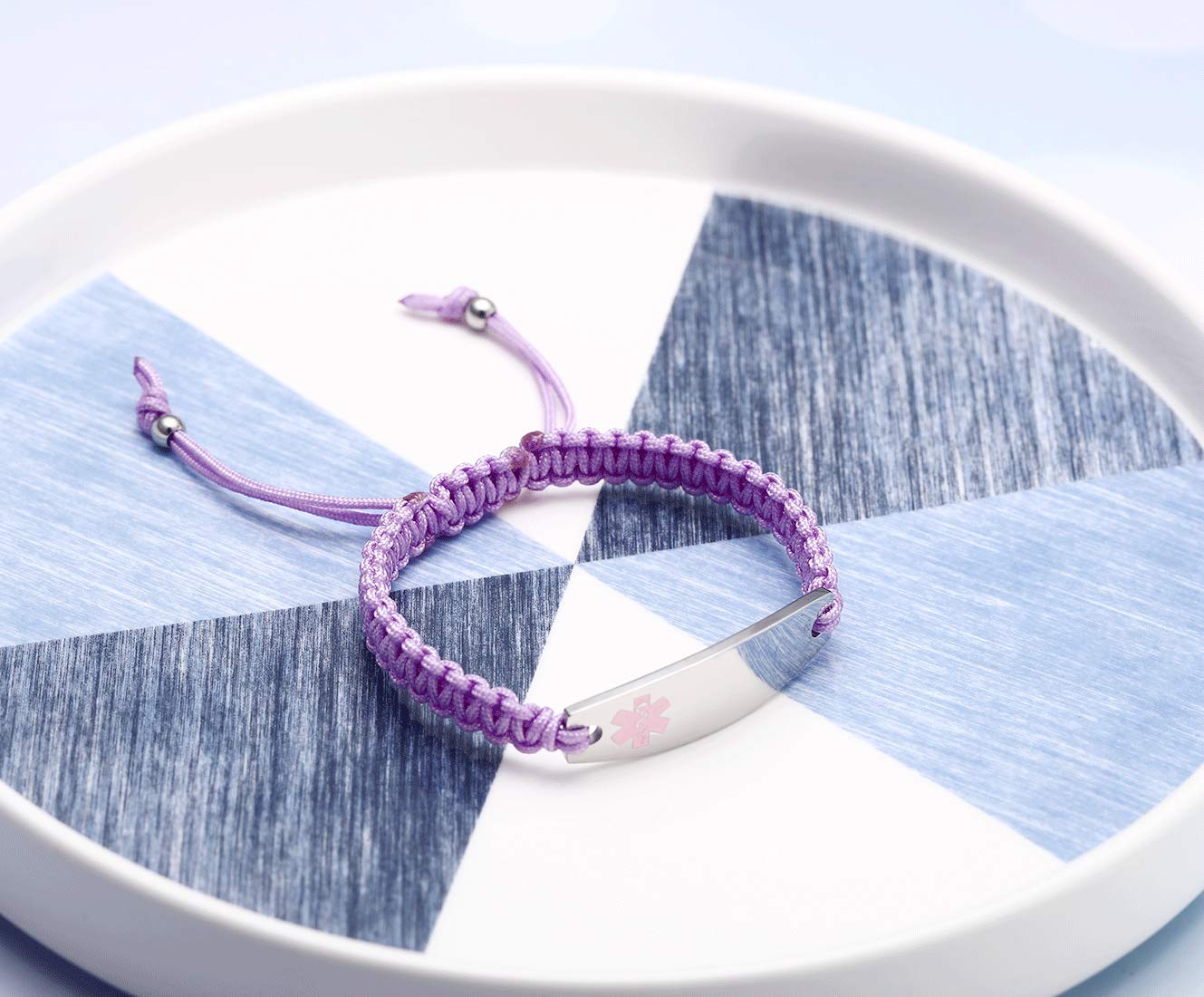 Custom Medical Alert Bracelets for Women - Free Engraving, Adjustable 6.5-8.5 Inches, Nylon Handmade Braided Rope ID Bracelet | Perfect for Allergies, Diabetes & Emergency Medical Identification