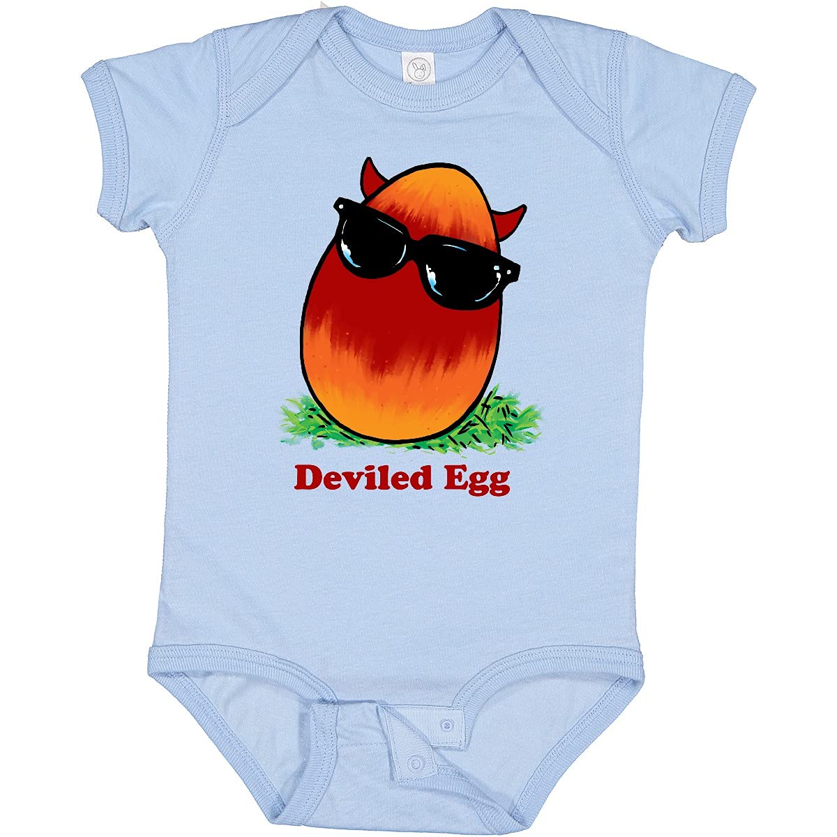 Inktastic Easter Red and Orange Devil Egg Horns Baby Bodysuit - Cute Holiday Outfit for Easter, Halloween & Cosplay