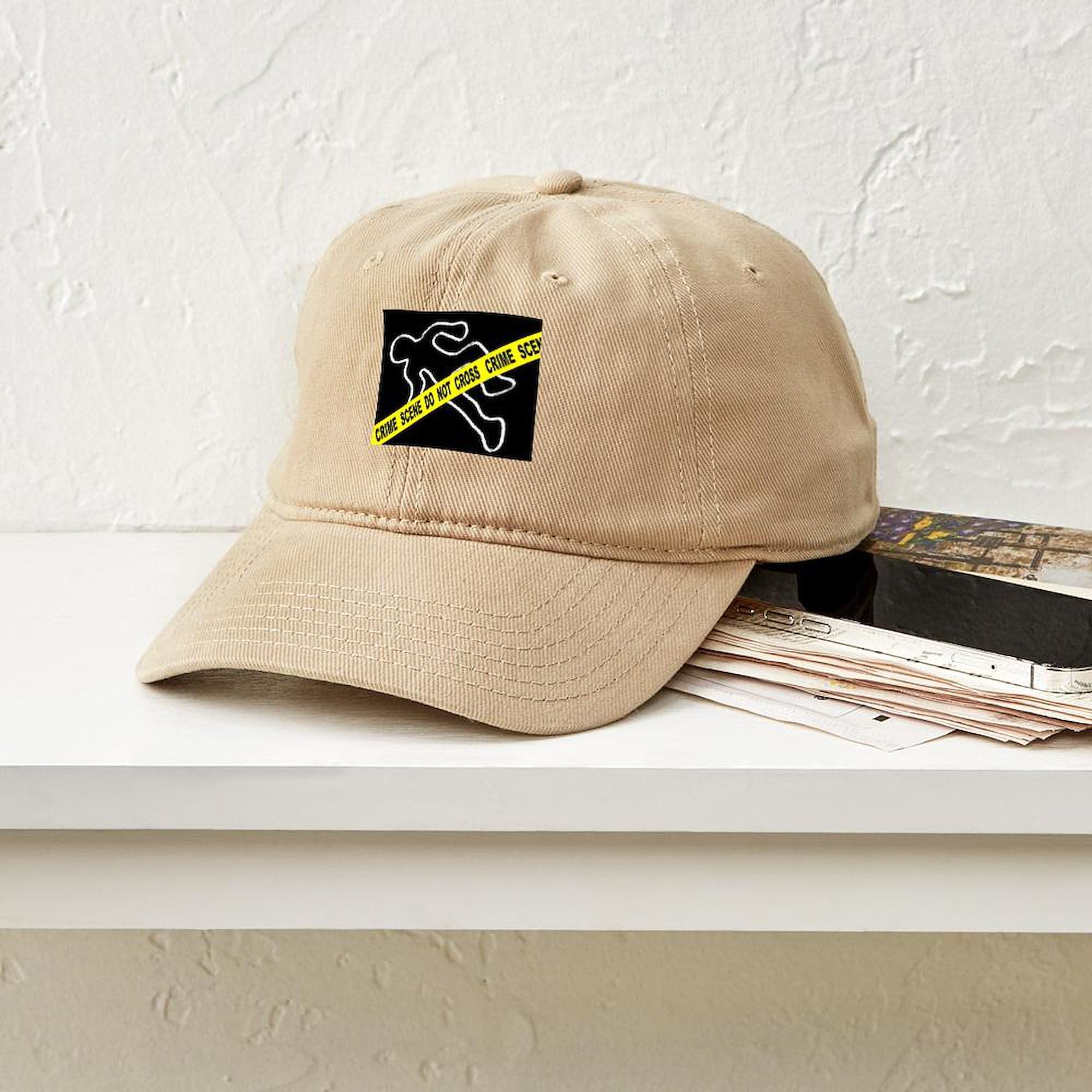 Crime Scene Chalk Outline Adjustable Baseball Cap - Funny Novelty Hat for Police, Detective, CSI Fans - Perfect for Halloween, Costume Parties & Gag Gifts