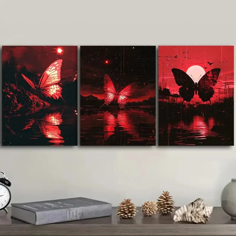 3-Piece Butterfly Wall Art Set - Framed Canvas Prints 40x60cm - High Quality Australian Made Home Decor - Perfect for Living Room, Bedroom & Office Decorations