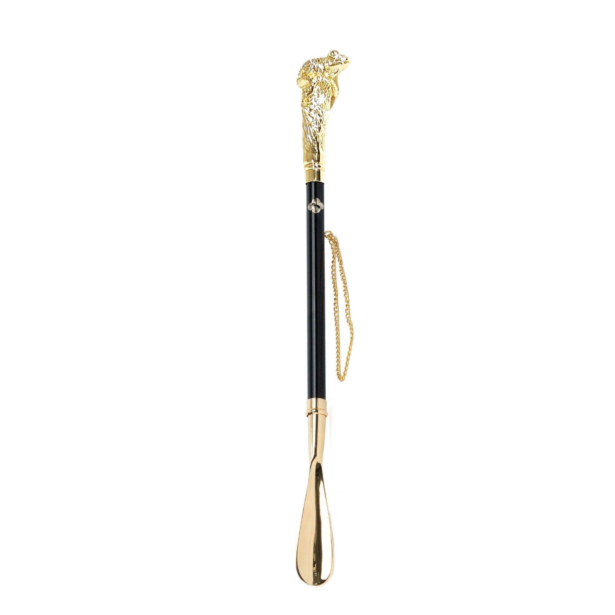 Premium Frog Handle Shoehorn with Sapphire Crystals - Elegant Shoe Accessory for Men & Women - Perfect for Dress Shoes, Boots and Formal Occasions