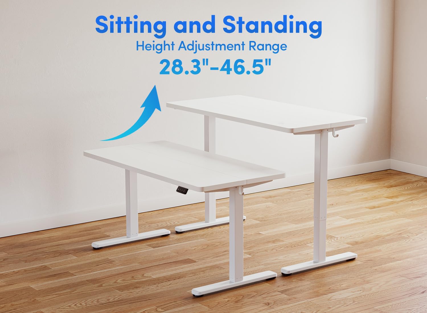 BANTI 40 Inch Electric Standing Desk - Height Adjustable Sit Stand Home Office Desk with Splice Board, White | Ergonomic Workstation for Home Office, Gaming & Study (40