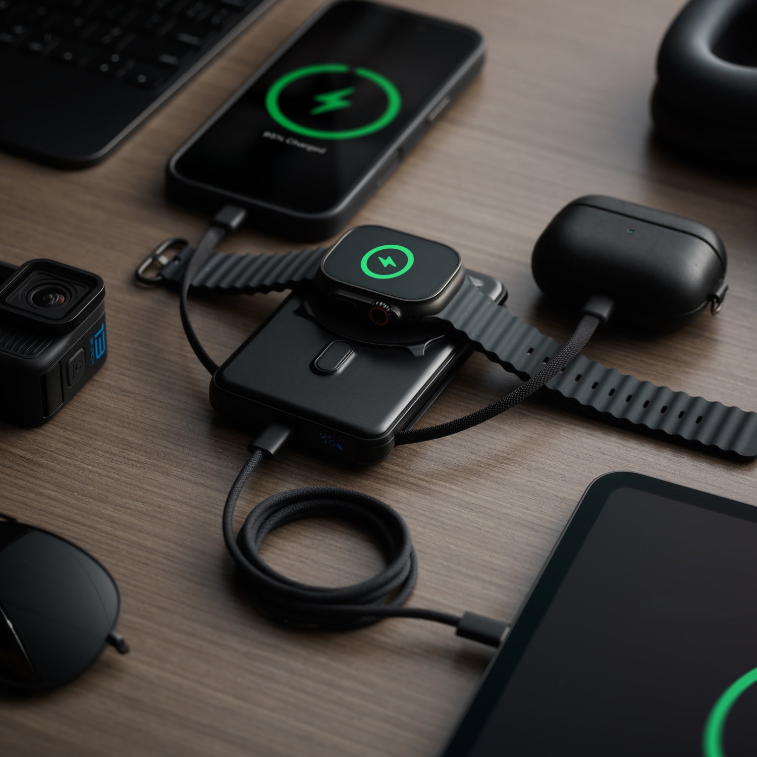 Portable Magnetic Power Bank 10000mAh - Matte Black Wireless Charger for iPhone, Android - Perfect for Travel, Office & Outdoor Use