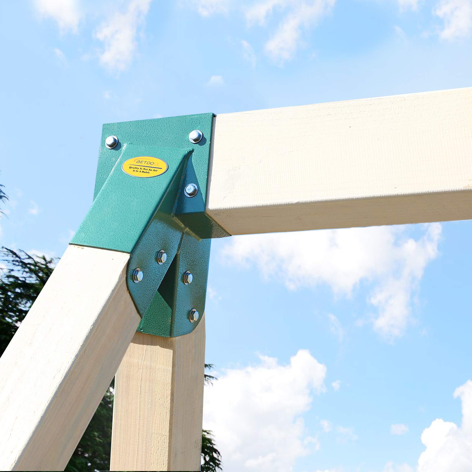 BETOOLL Heavy Duty Swing Set Brackets (1 Set) & Swing Hangers (2 Pairs - Green) for Outdoor Playsets, Backyard Swings, Tree Swings - Durable Metal Hardware for Kids Playground Equipment