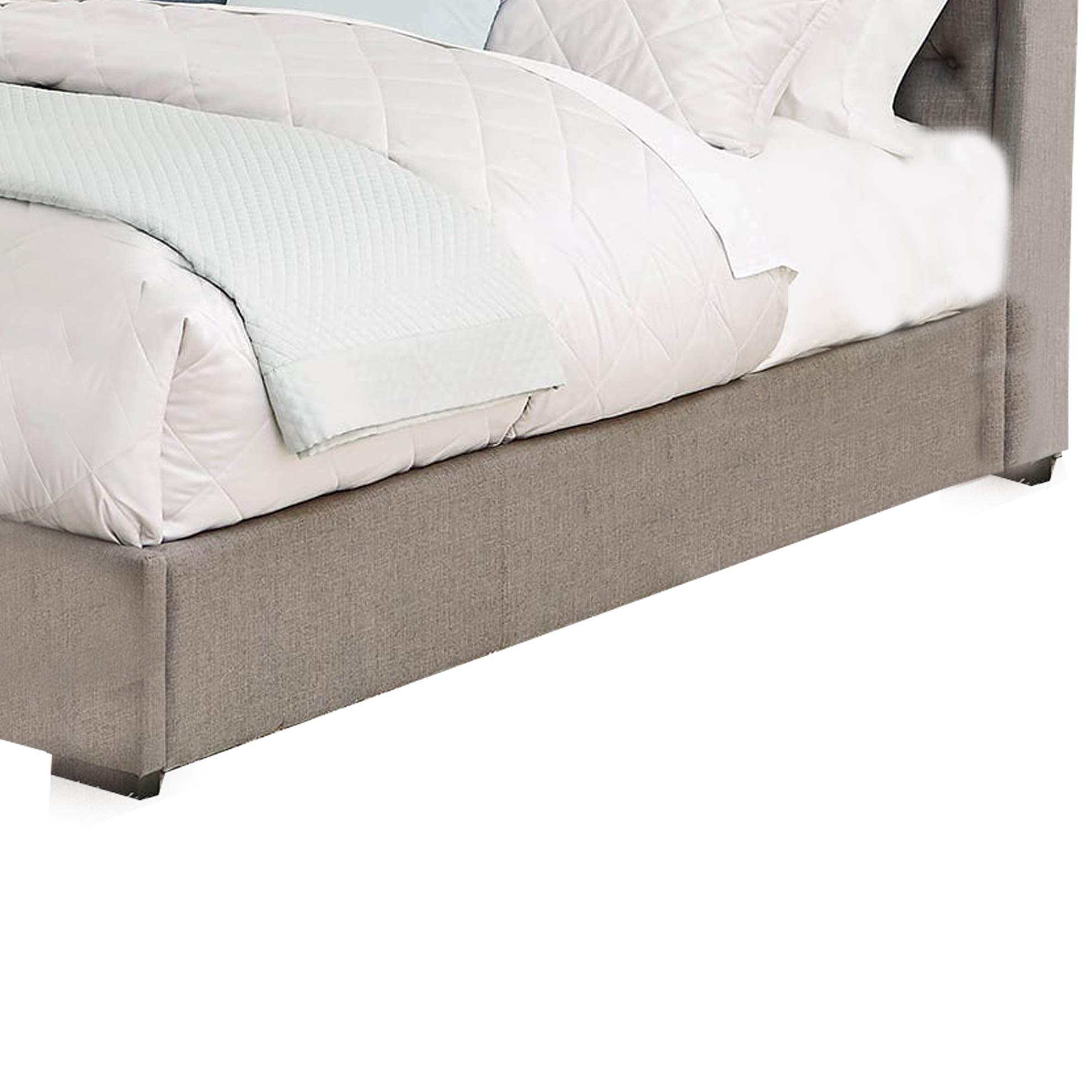 Benjara Gray Fabric Upholstered Wooden Queen Size Bed with Button Tufted Details - Elegant Bedroom Furniture for Master Suite, Guest Room & Luxury Home Decor