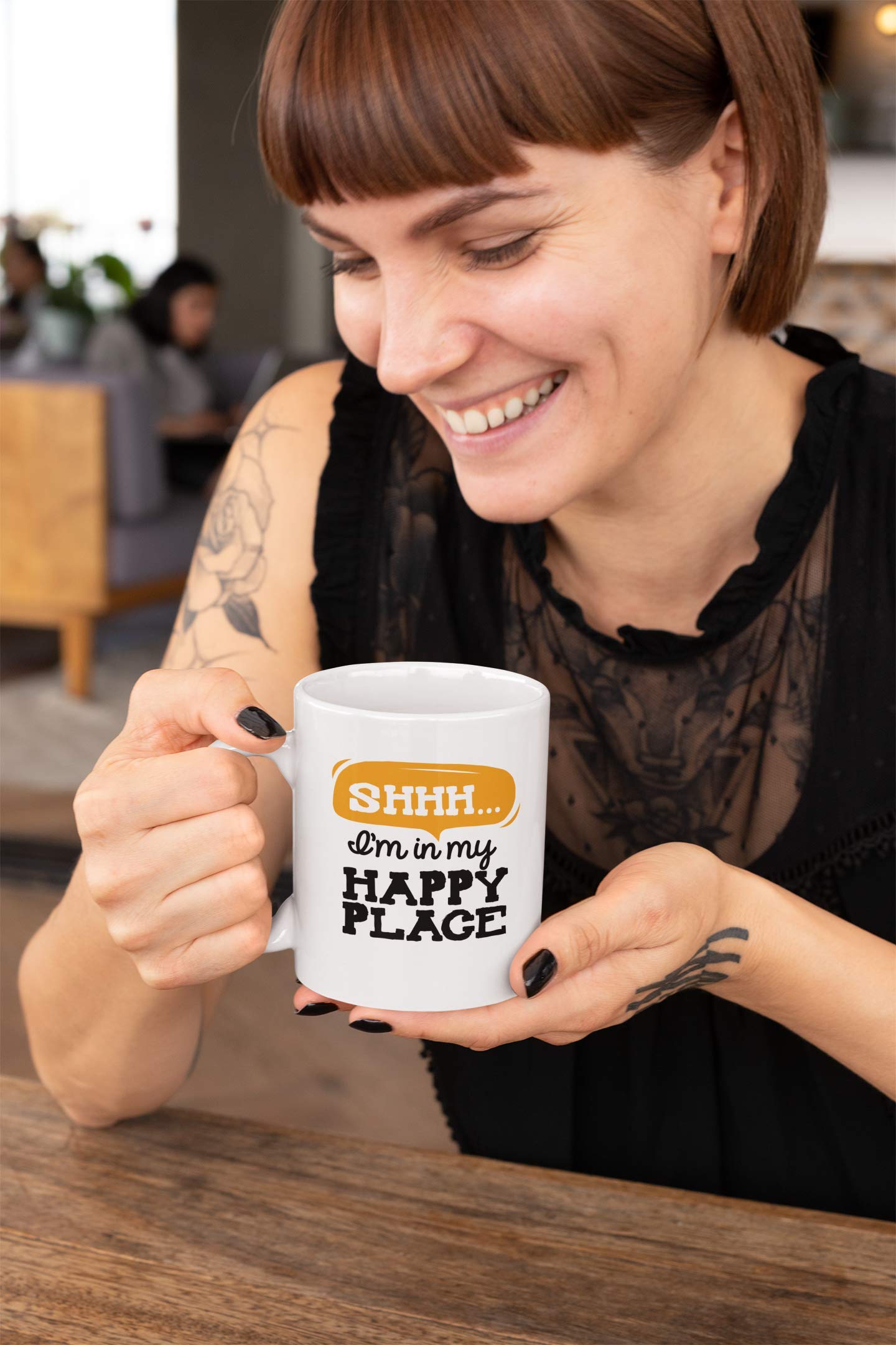 Happy Place Coffee Mug - 11oz Ceramic Cup for Tea & Coffee Lovers - Perfect Gift for Him & Her