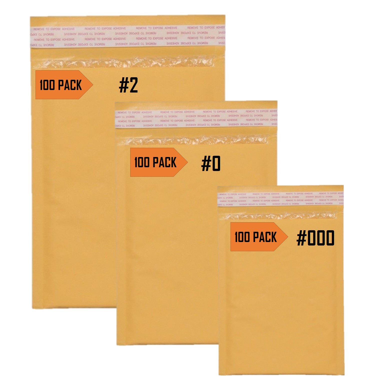 Kraft Bubble Mailers Variety Pack - 100 Pcs Each of #2 (8.5x12), #0 (6x10), #000 (4x8) Padded Envelopes | Durable Shipping Protection for Ecommerce, Small Business & Online Sellers | Perfect for Mailing Jewelry, Books, CDs & Fragile Items