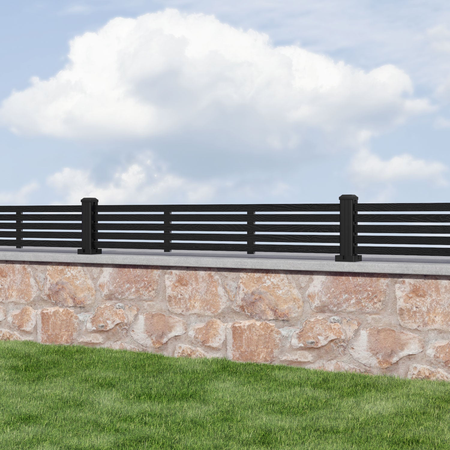 Durable Aspen Composite Fence Panel with Aluminum Posts - Weather-Resistant Privacy Fencing for Backyard, Garden, and Pool Areas