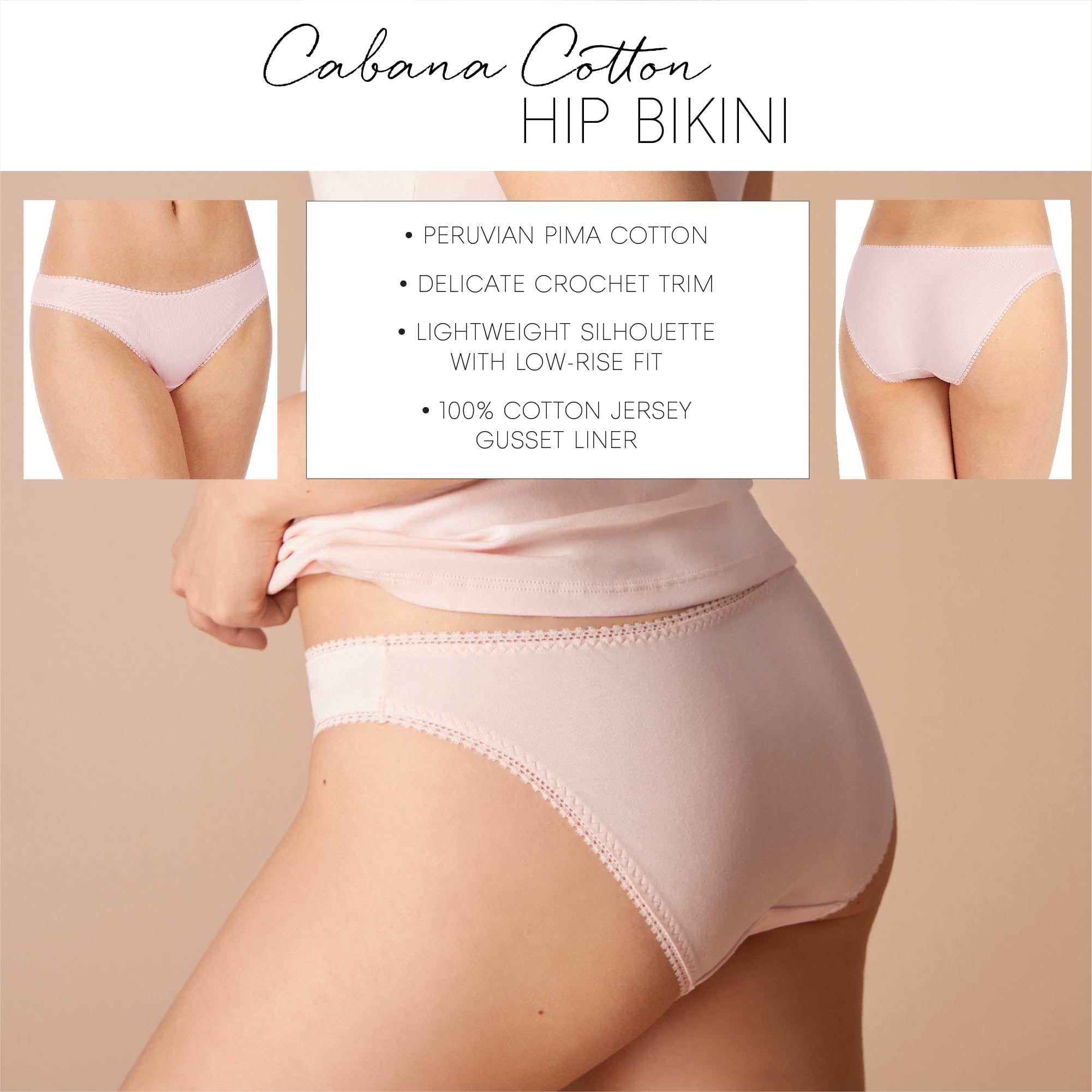 OnGossamer Women's Cabana Cotton Hip Bikini 3 Pack - Soft Breathable Swimwear Set for Beach, Pool & Vacation - Trendy Summer Bikinis for Women