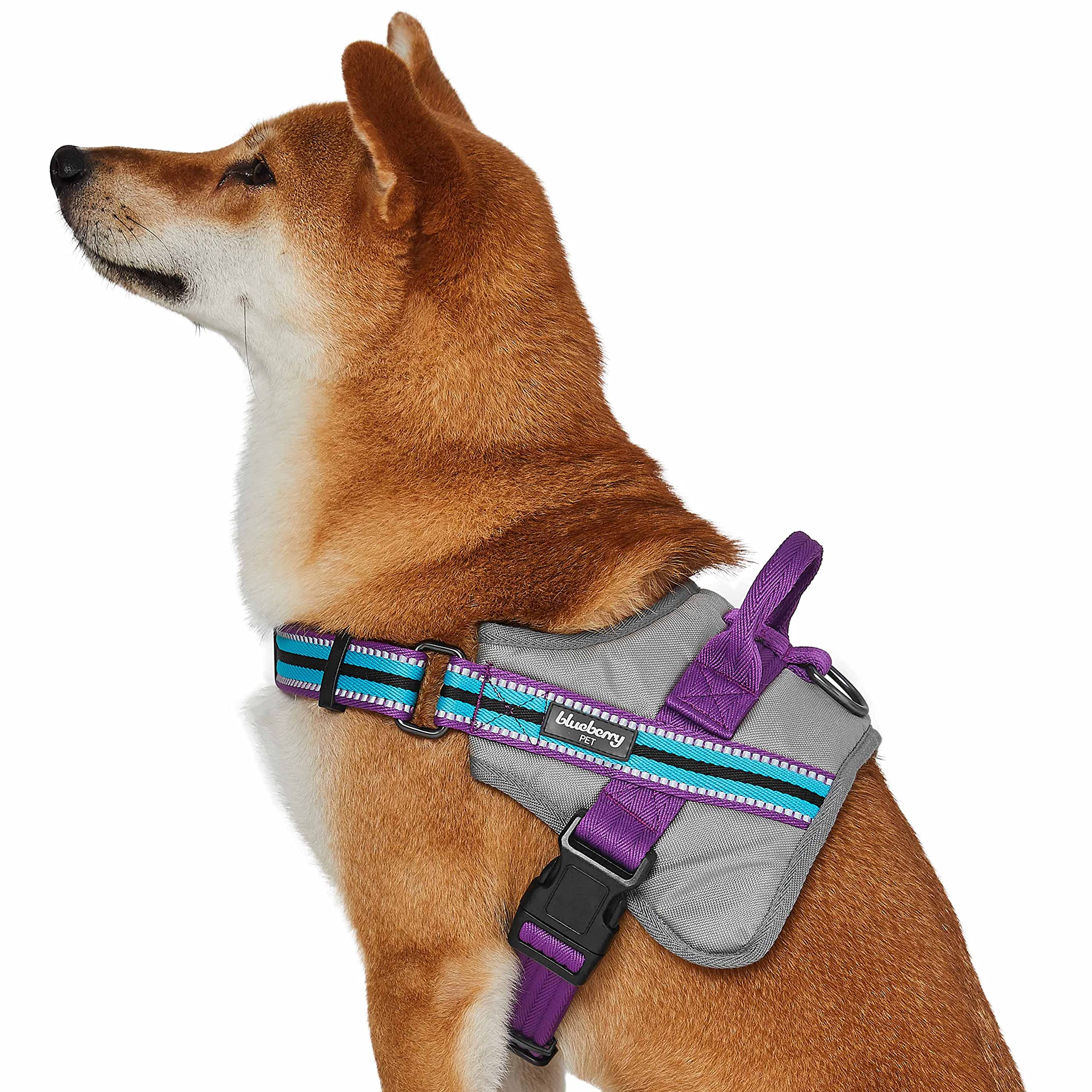 Blueberry Reflective Dog Harness with Handle - Medium & Large Size Adjustable Mesh Vest for Small to Big Dogs | Durable Service Dog Harness for Night Walking, Jogging & Outdoor Adventures | Pink Safety Vest with Reflective Strips