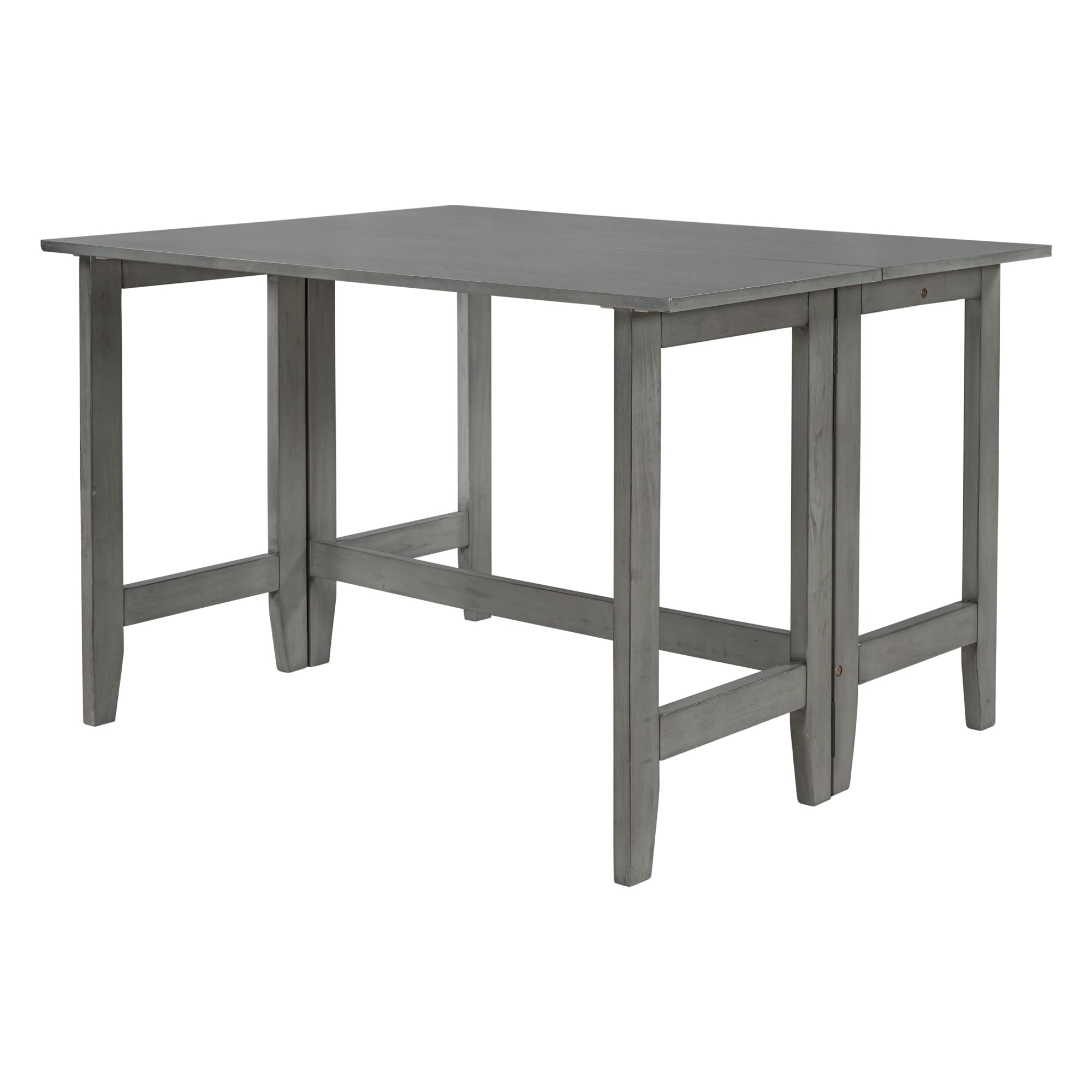 Knocbel Farmhouse 2-4 Person Rectangular Folding Dining Table - Solid Wood Kitchen & Small Space Furniture for Dining Room, Bar, Pub or Bistro - Standard Height (Gray) - Perfect for Apartments, Tiny Homes & Outdoor Entertaining
