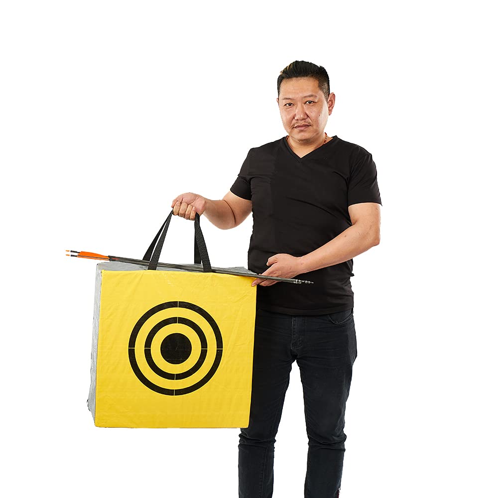 Professional Archery Target Bag with 2 Shooting Sides - Weatherproof Outdoor Practice Target for Adults & Youth - Includes Carry Handle & Easy Arrow Removal - Perfect for Backyard Training, Hunting Practice & Field Archery (Yellow)