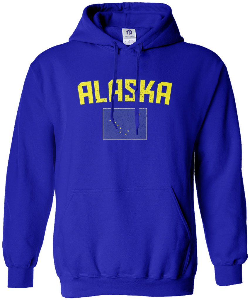 Threadrock Women's Alaska Flag Hoodie Sweatshirt - Cozy Fleece Pullover with State Design, Warm Winter Casual Wear for Outdoor Activities & Lounge