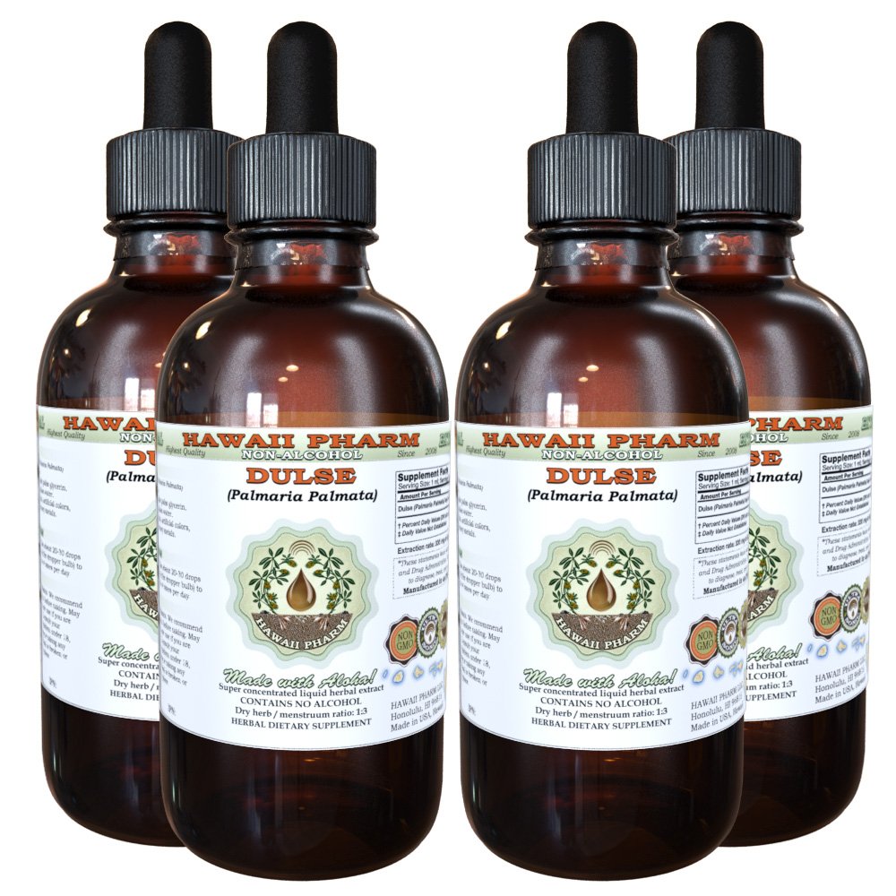 Organic Dulse (Palmaria Palmata) Alcohol-Free Liquid Extract - 4x4 oz Herbal Supplement for Thyroid Support & Detox - Perfect for Smoothies, Teas & Wellness Routines