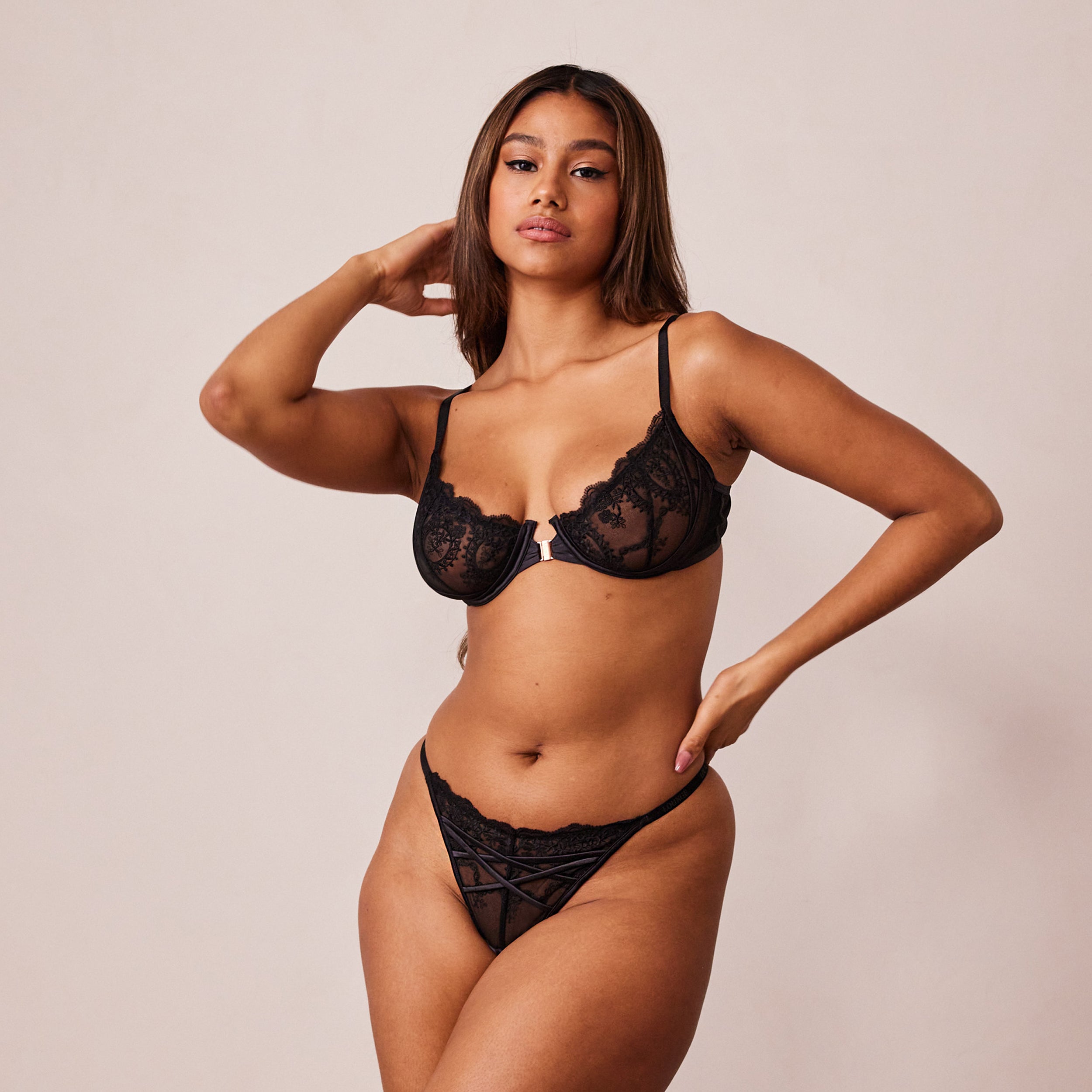 Seductive Front Fastening Balcony Bra - Black Lace Underwear for Women | Perfect for Everyday Wear, Date Nights & Special Occasions