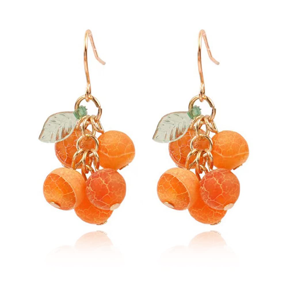 Handmade Boho Orange Fruit Earrings for Women - Unique Retro Tassel Dangle Earrings, Creative Jewelry Gifts for Girls | Perfect for Summer Outfits, Beach Vacations & Festival Fashion