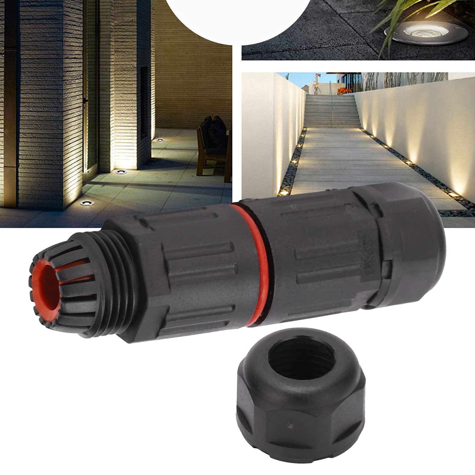 Waterproof Cable Connector - CDFM3 IP68 PA66 Flame Retardant, Cable to Cable Junction Box, Outdoor Lamp Accessory for Garden, Patio & Landscape Lighting