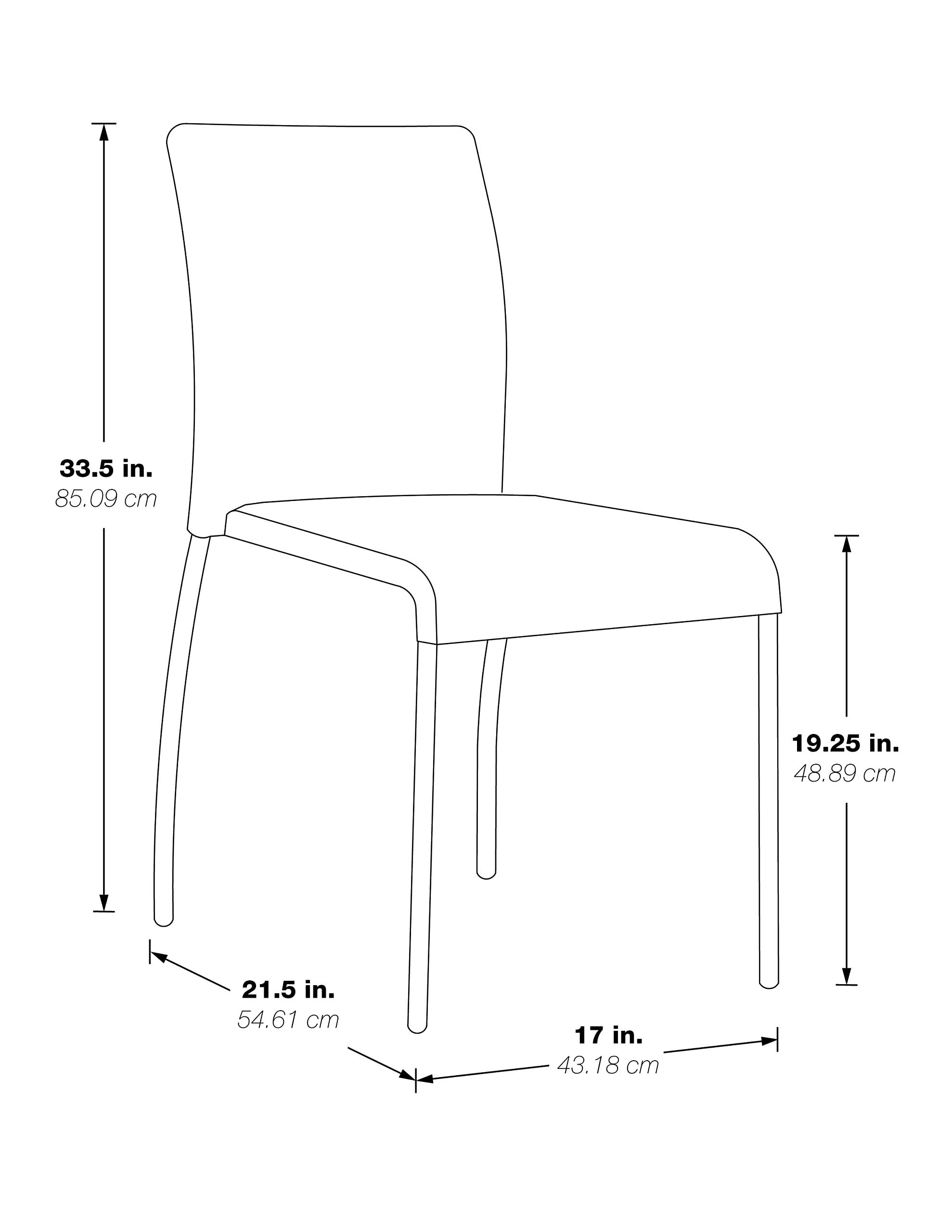OSP Home Furnishings Conway Upholstered Stacking Chairs with Chrome Legs - Set of 2, Chocolate Brown - Perfect for Dining Rooms, Kitchens, Offices, and Event Seating