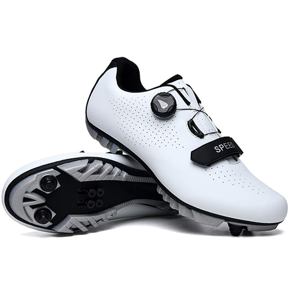 Men's Breathable Cycling Shoes with Lock System - Mountain & Road Bike Footwear for Adults - White Size 45 | Perfect for Professional Training & Outdoor Cycling Adventures