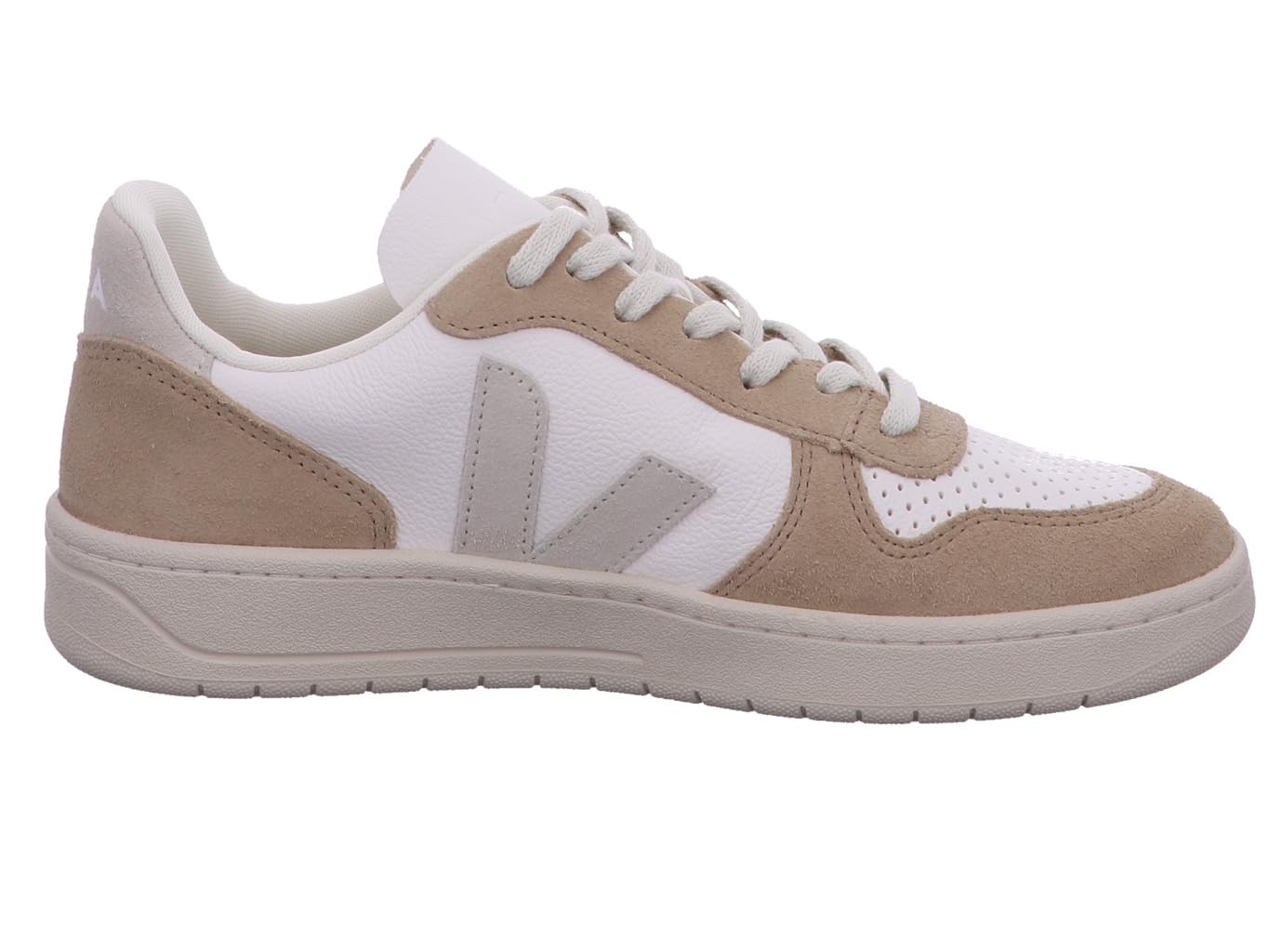 VEJA V-10 Men's White Leather Sneakers - Eco-Friendly Vegan Shoes for Casual Wear & Everyday Comfort (Size 12.5 US) | Perfect for Office, Travel & Sustainable Fashion