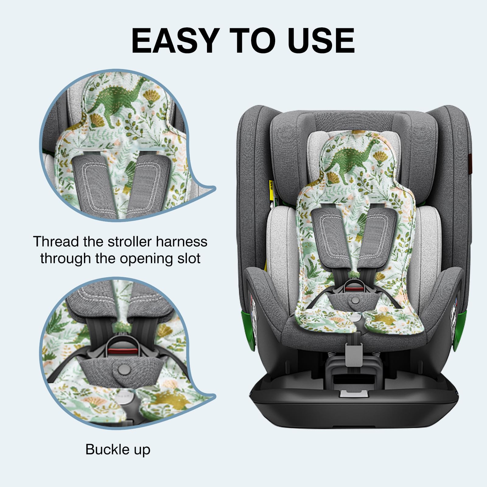 Double-Sided Cooling Pad for Baby Stroller & Car Seat - Breathable Gel Cooler Pad for Infant Chair, Child Safety Seat (Dinosaur Design) - Keep Baby Cool in Summer Outings & Car Rides