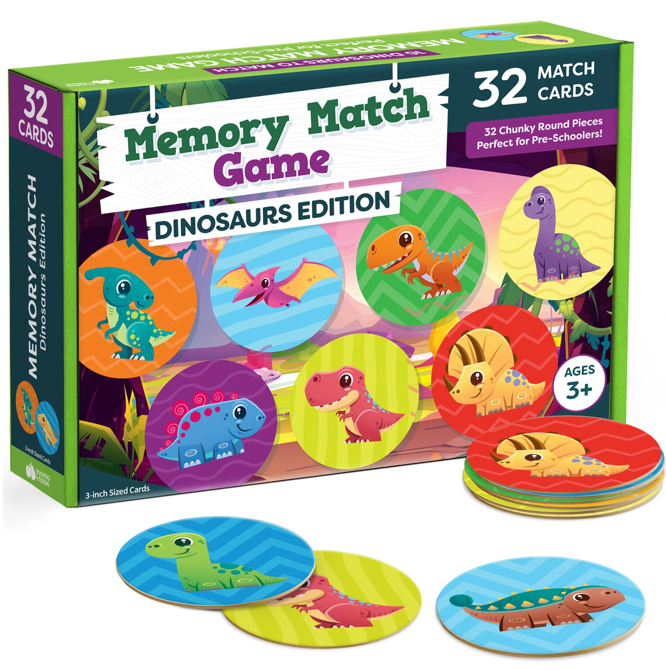 Dinosaur Matching Game for Kids Ages 3-5 - 32pc Educational Memory Game | Preschool & Kindergarten Learning Toys | Perfect Easter Gift for Toddlers (Boys & Girls) | Fun Birthday Party & Classroom Activity