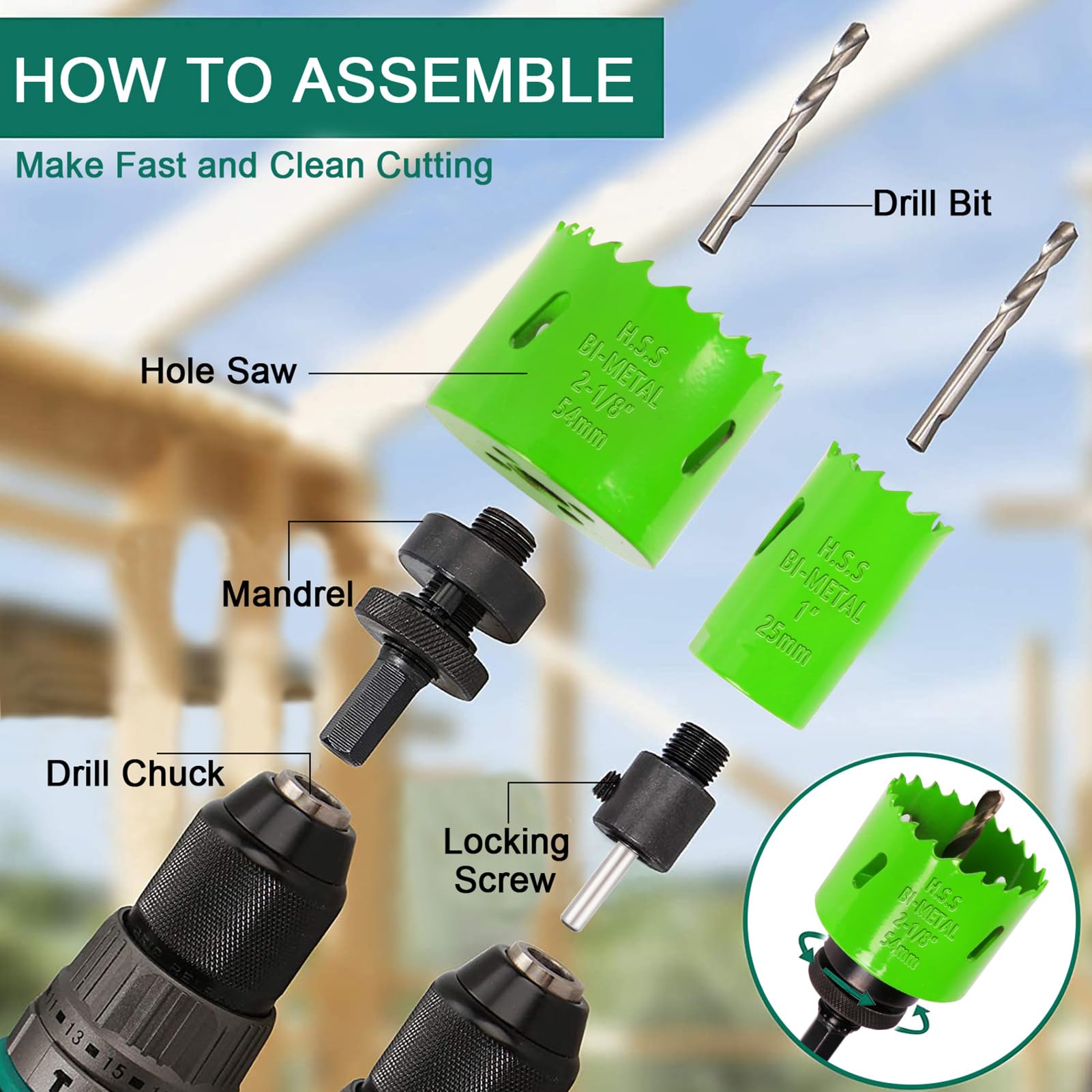 Bi-Metal Hole Saw Kit 10PCS - 3/4