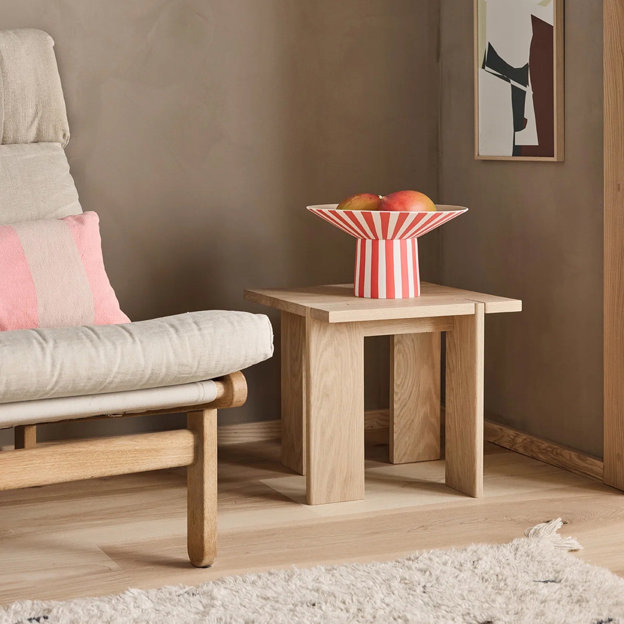 OYOY OY Square Side Table - Low Natural Wood Coffee Table for Living Room, Bedroom, or Office - Perfect for Small Spaces and Modern Decor