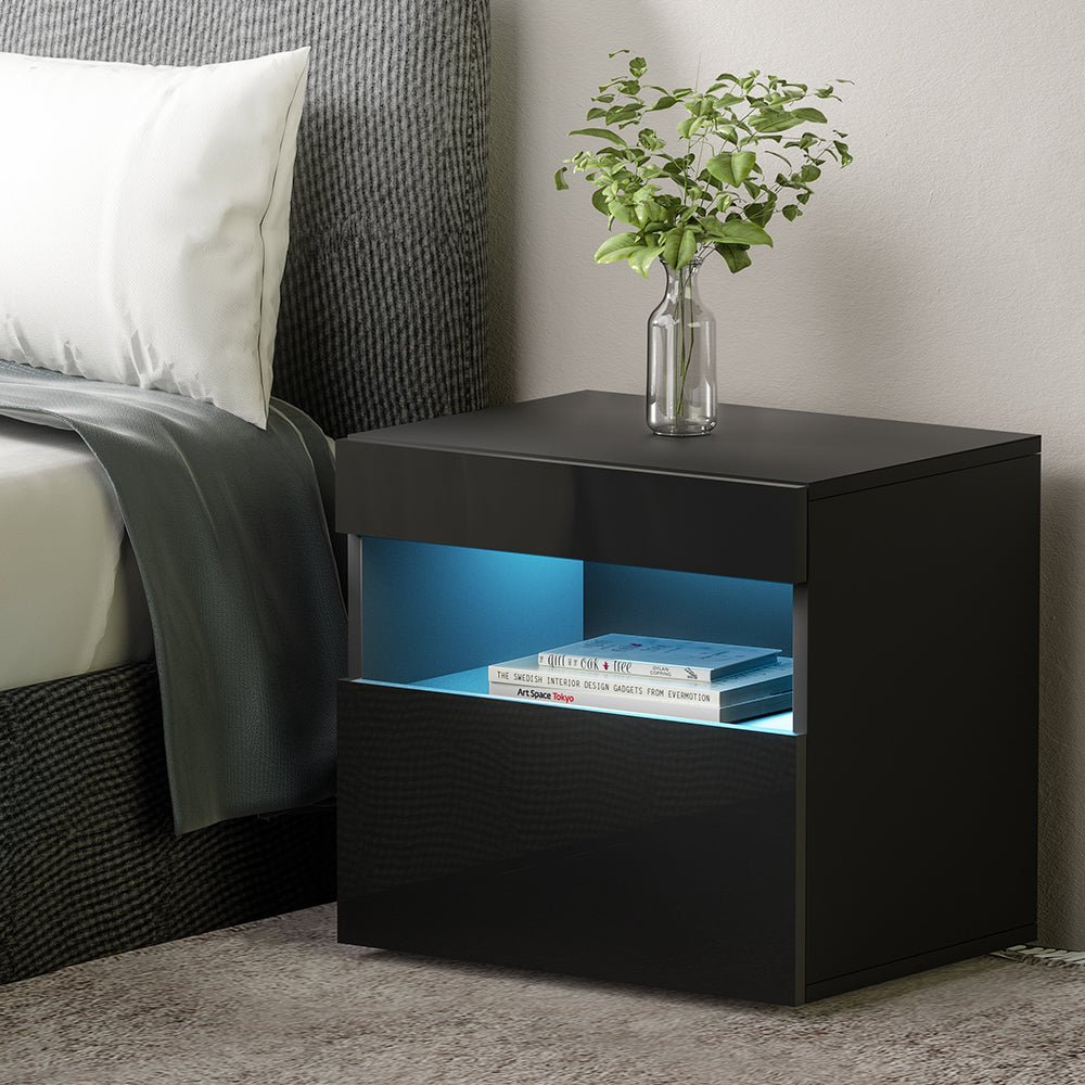 Heres LED Bedside Table Lamp with Touch Control - Modern Nightstand Light in Black for Bedroom, Living Room, and Office Use