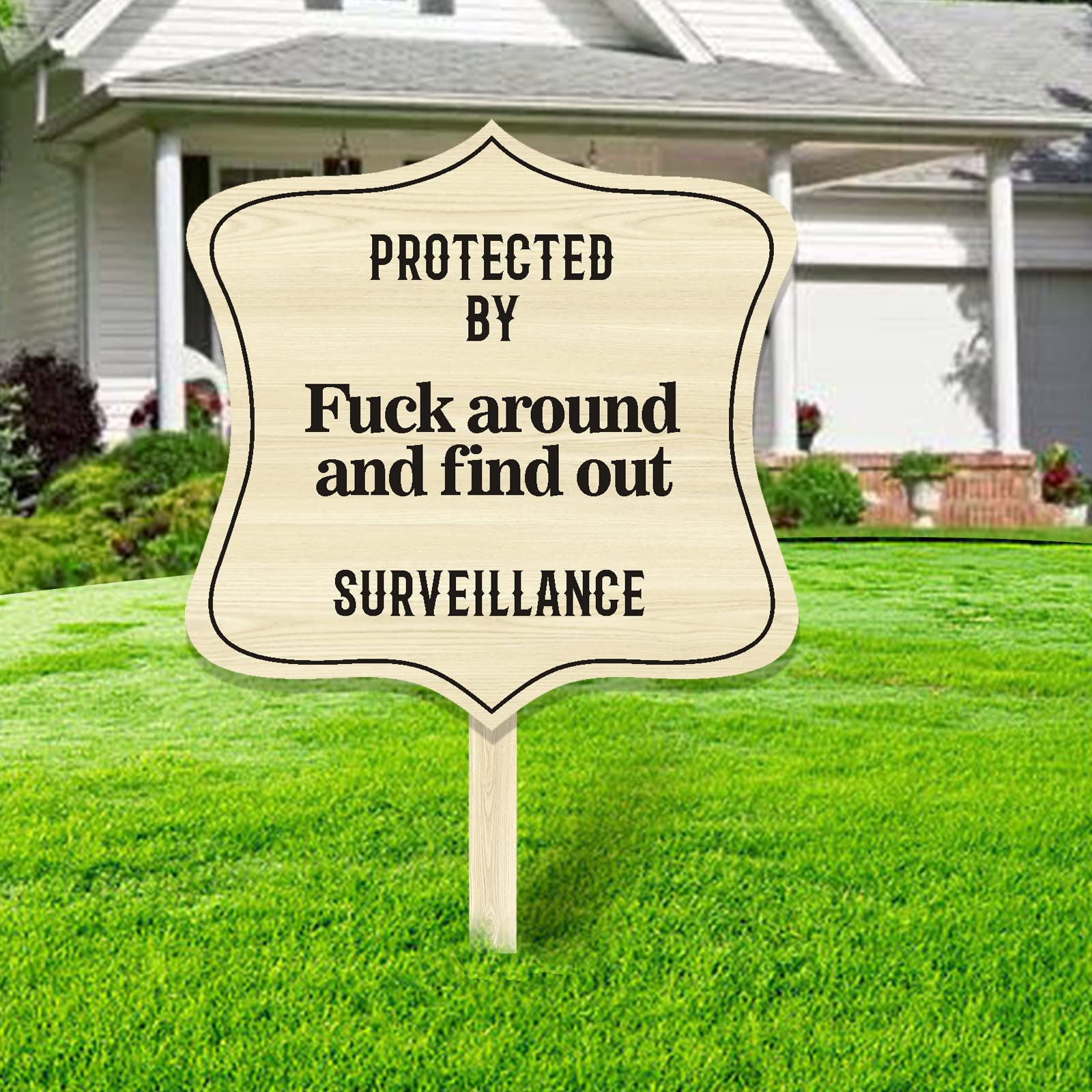 FAFO Yard Sign - 'Protected by Sign Fuck Around and Find Out' Home Security Warning Sign (Design C) | Deter Trespassers & Protect Property | Perfect for Front Yards, Driveways & Home Security