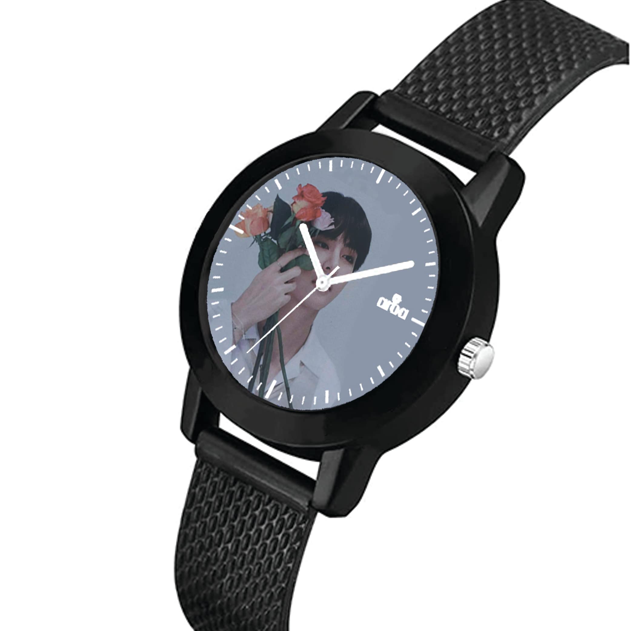 BTS Taehyung Inspired AROA Women's Analog Watch - Black Metal & Rubber Strap, Blue Dial, Stylish Fashion Watch for Girls | Perfect for Casual Wear, Office, and Special Occasions