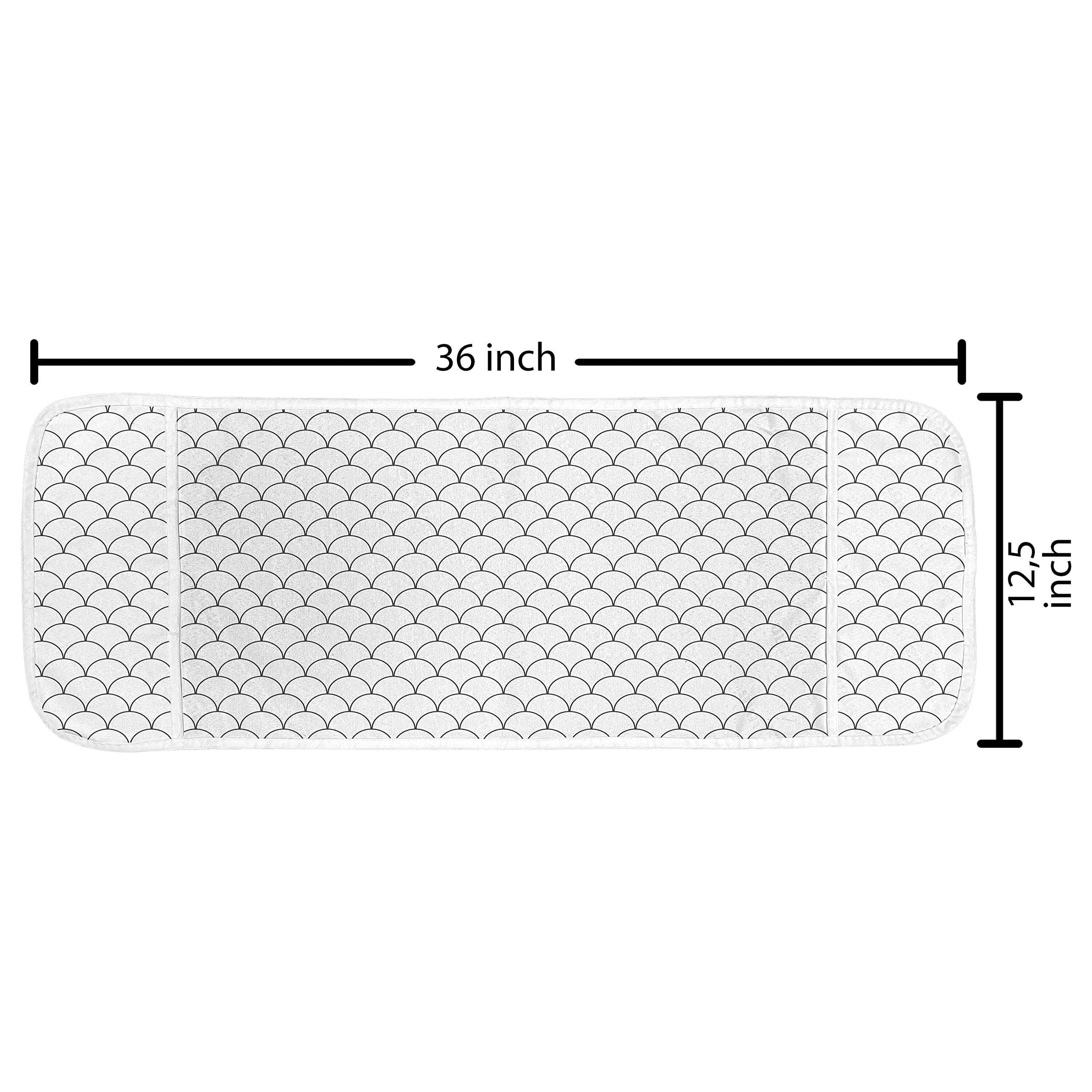 Ambesonne Geometric Microwave Cover - Modern Sketchy Print with Circles and Waves, Water Resistant Kitchen Organizer with Pockets, 36