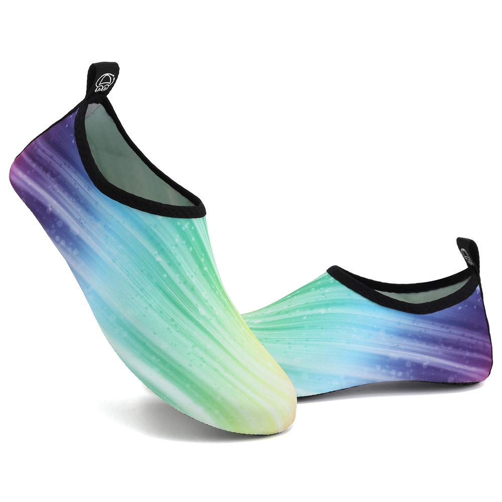 Women's & Men's Quick-Dry Water Shoes for Beach, Swim, Yoga & Exercise - Barefoot Aqua Socks with Non-Slip Sole (Gradient Green, US 9-10) | Perfect for Pool, Surfing, Kayaking & Water Sports