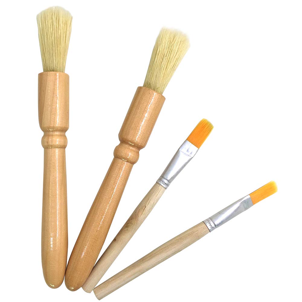 4-Pack Coffee Grinder Cleaning Brush Set - Wooden Bristle Brush for Coffee Grinders, Spice Mills & Pasta Makers (2 Sizes) - Perfect for Kitchen, Coffee Shops & Home Brewing