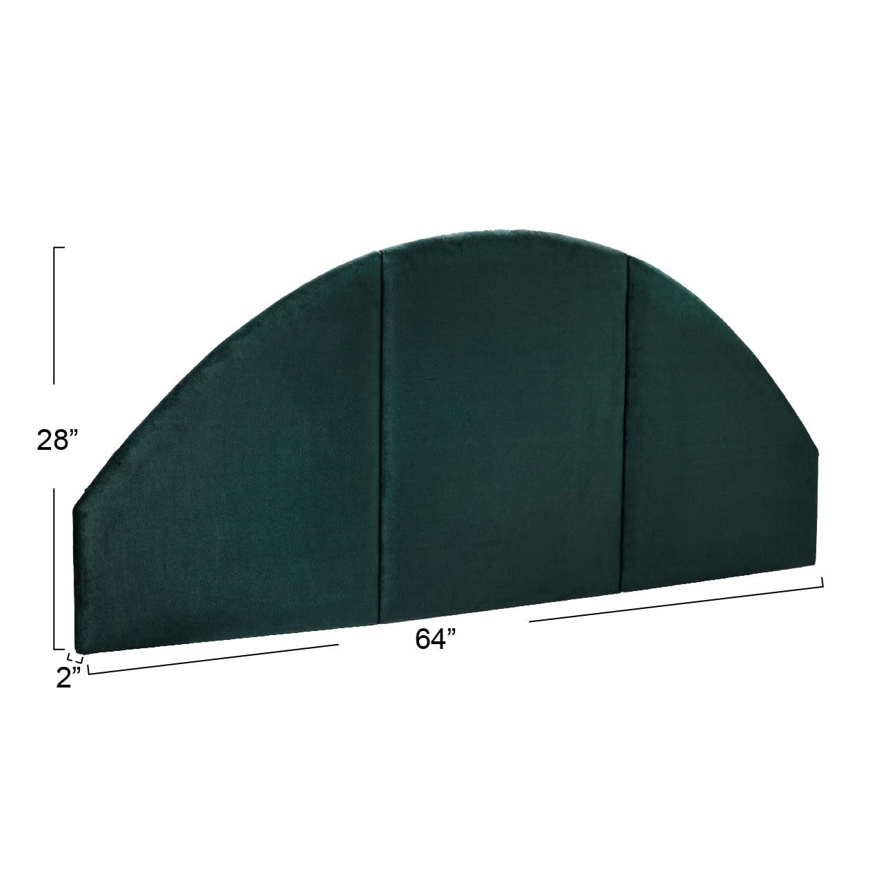 Main + Mesa NoSom Upholstered Velvet Sound Reducing Panel Arched Headboard - Emerald Green Queen Size Bed Frame for Noise Reduction | Perfect for Bedroom Soundproofing, Home Theater Rooms & Apartment Living